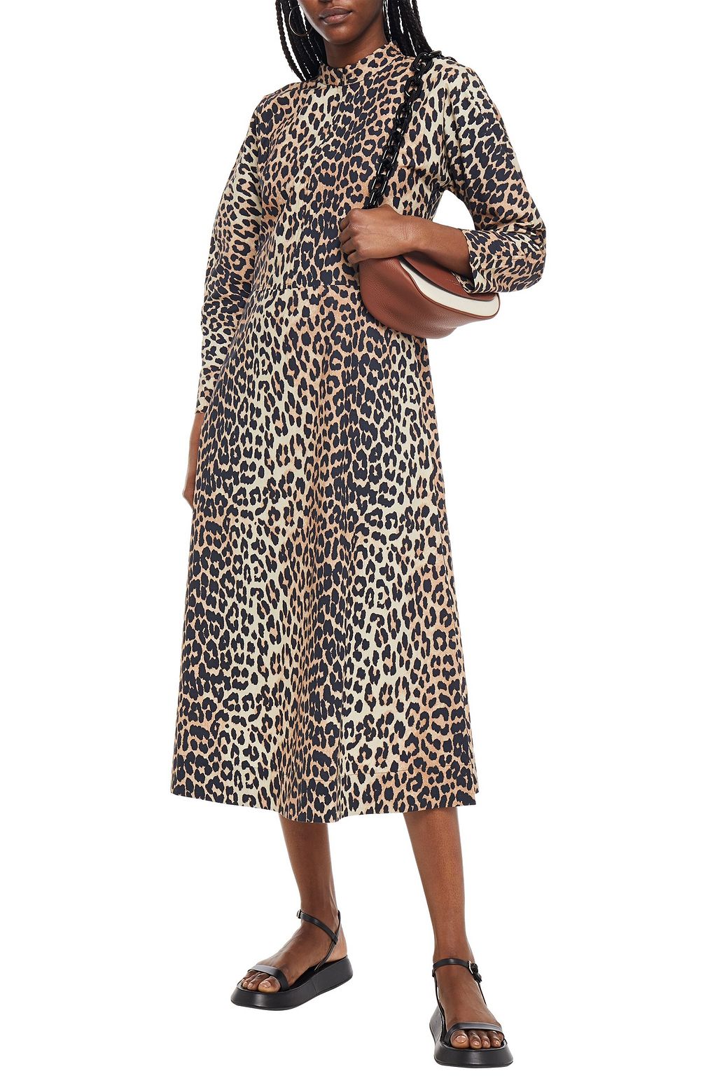 GANNI Polka-dot cotton-poplin midi dress