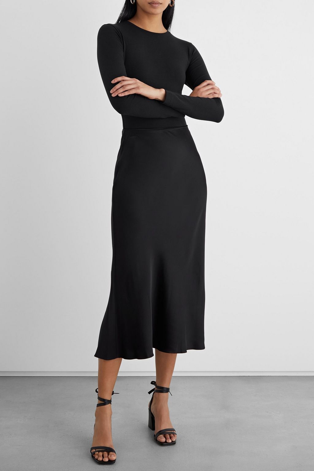IRIS & INK Sofia satin midi skirt