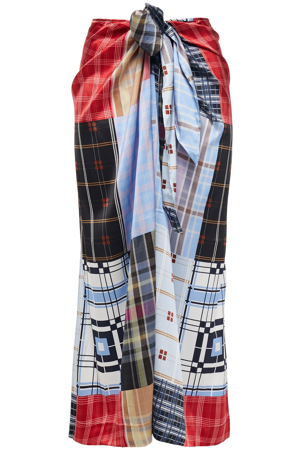 Ganni Woman Tie-front Printed Silk-blend Satin Midi Skirt Multicolor Size 40