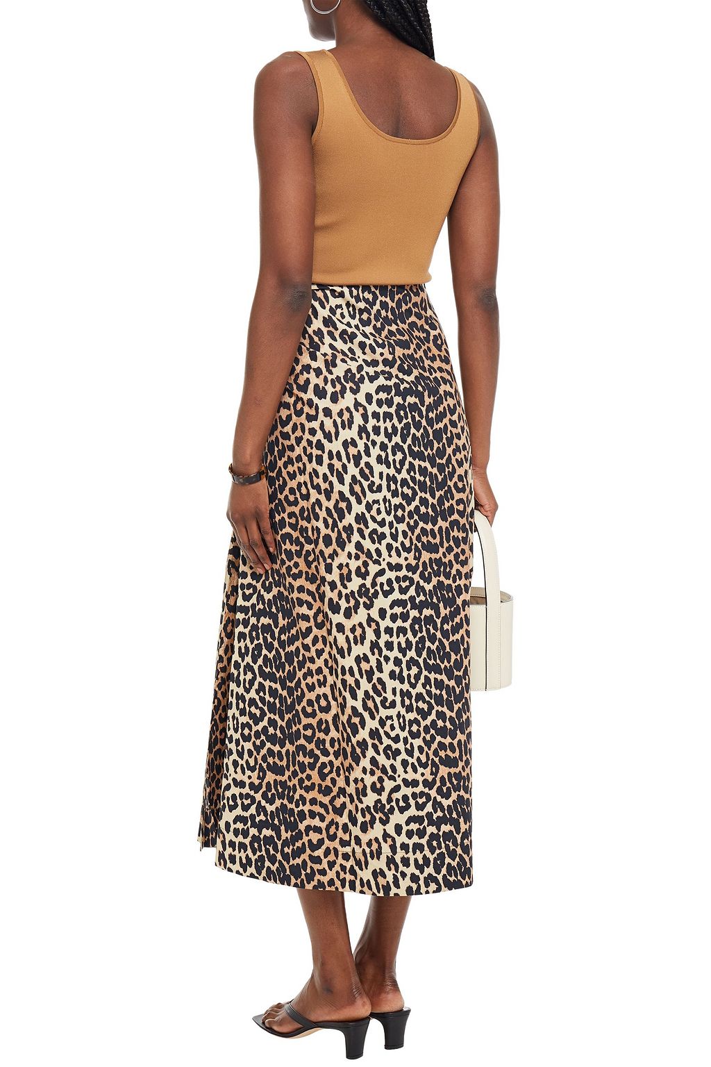 GANNI Barbell-embellished floral-print cotton-poplin midi skirt