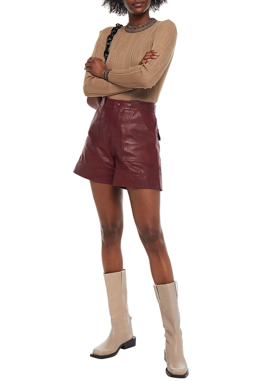 GANNI Leather shorts