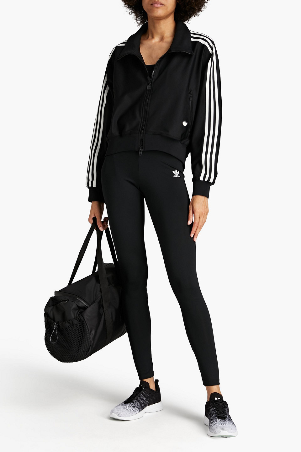 Adidas Originals Embroidered Stretch-ponte Track Jacket In Black