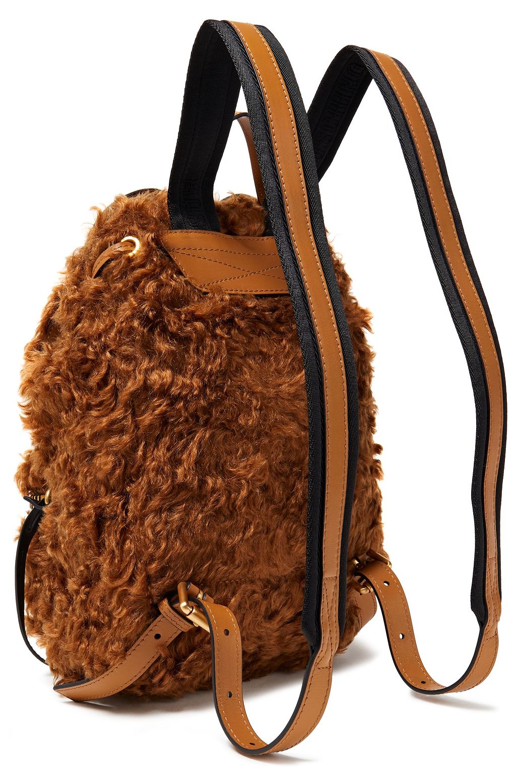 MOSCHINO Rucksack aus Shearling-Imitat mit Lederbesatz
