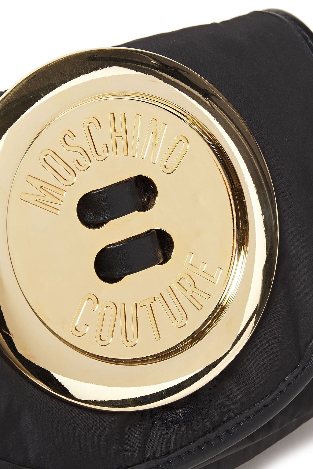 MOSCHINO Button-embellished leather and shell shoulder bag