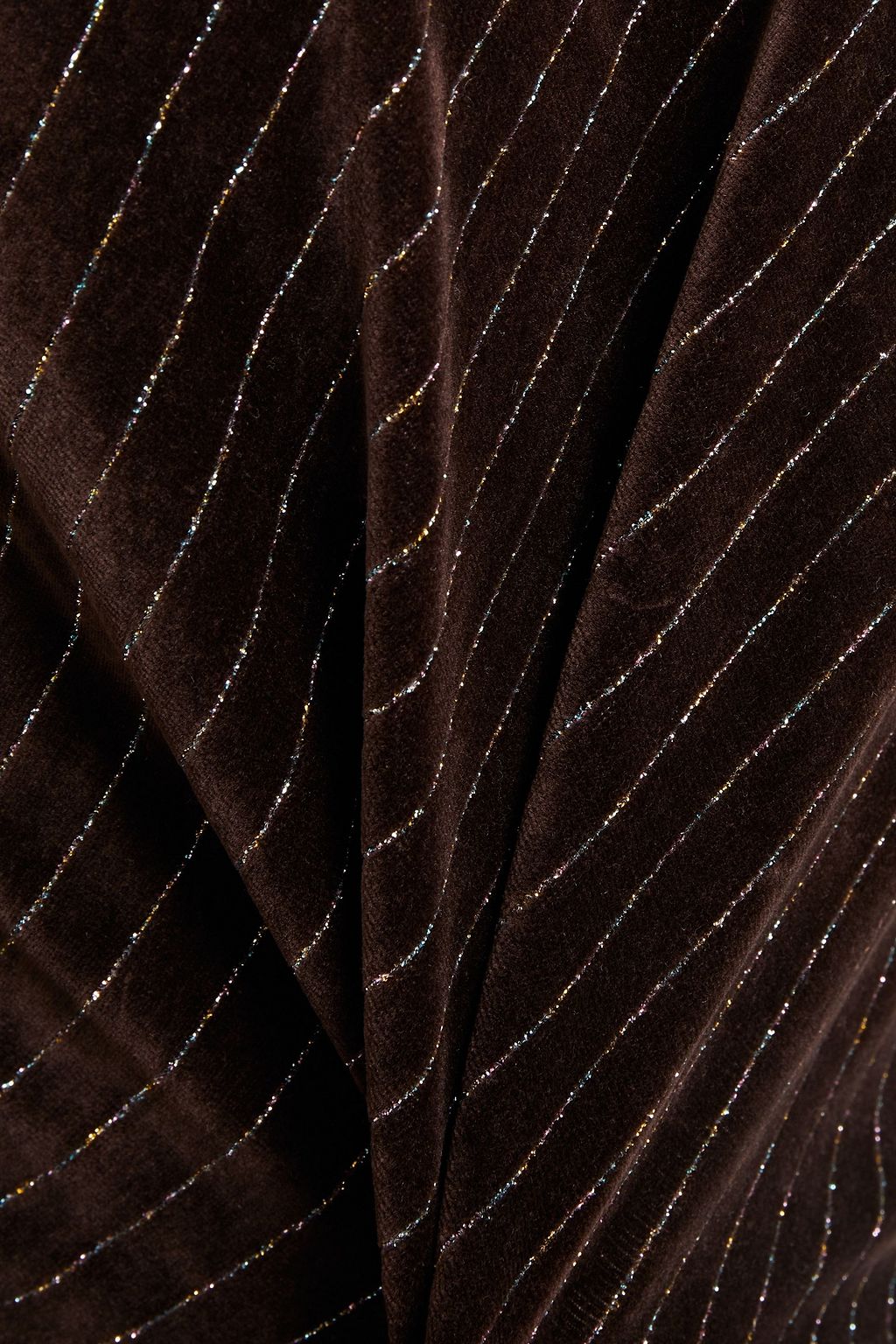 GANNI Pinstriped metallic cotton-blend velour top