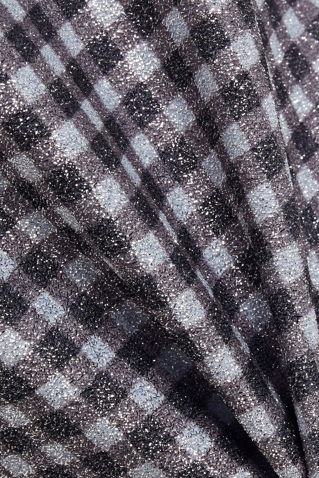 GANNI Metallic gingham stretch-jersey T-shirt