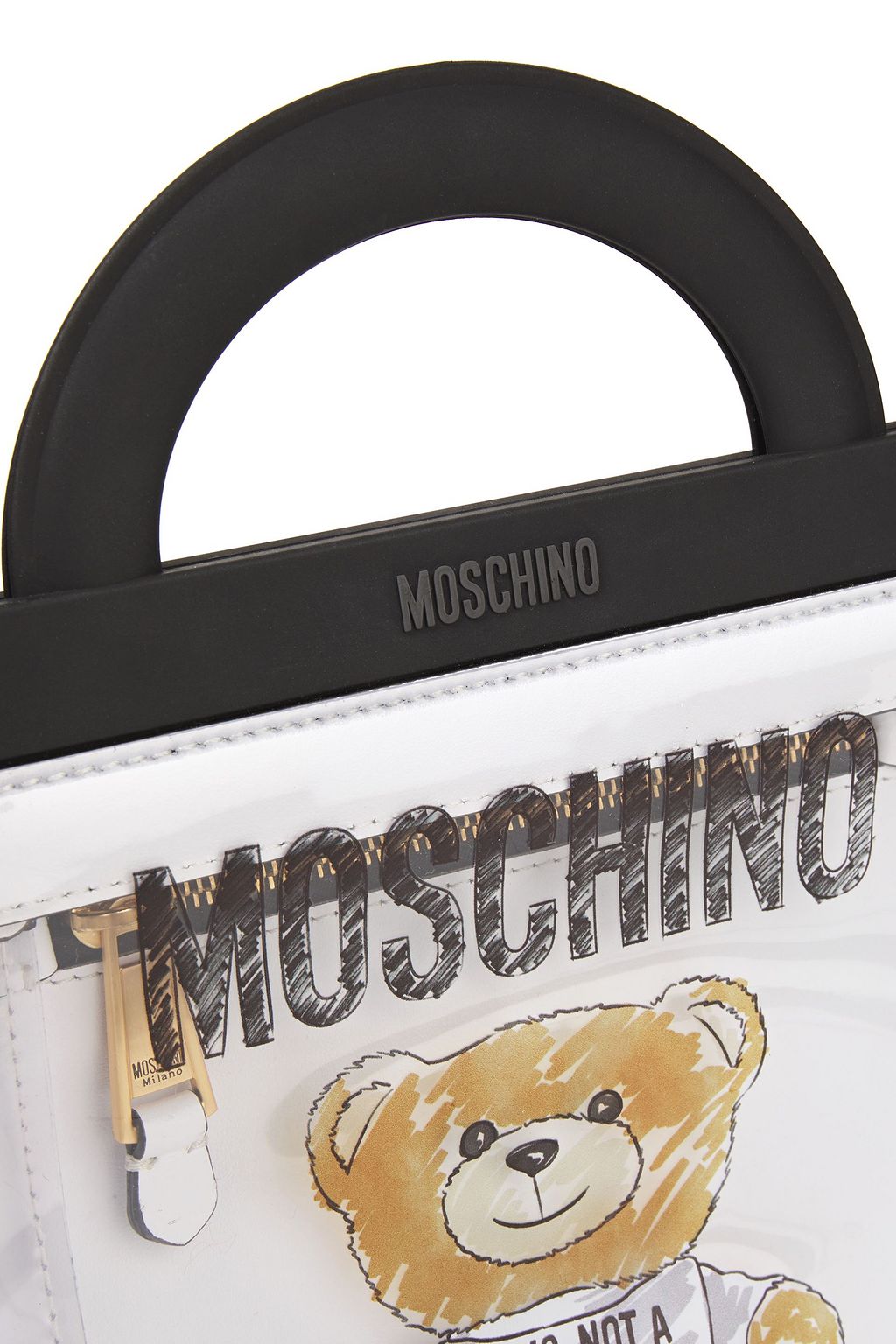 MOSCHINO Leather-trimmed printed PVC shoulder bag