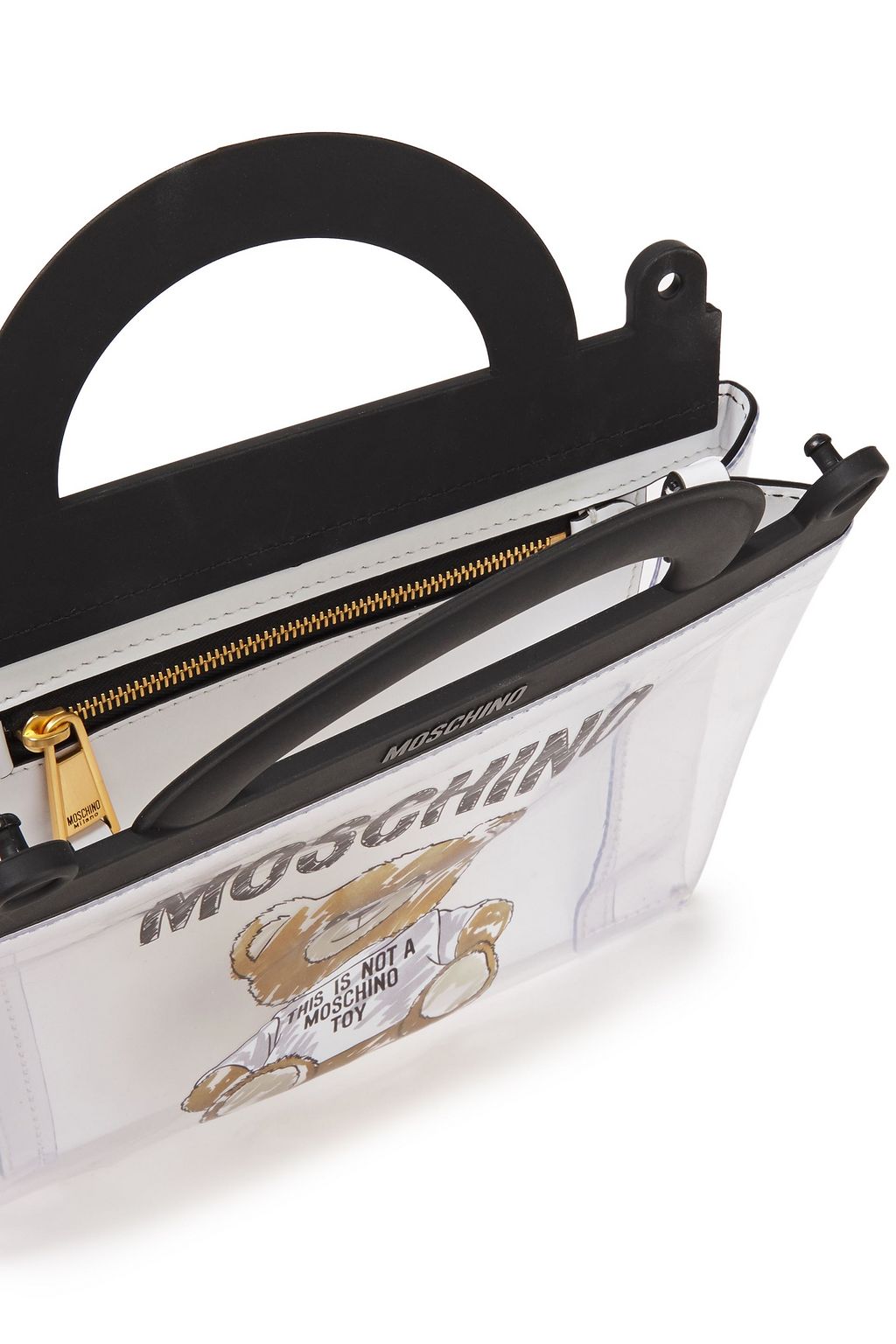 MOSCHINO Leather-trimmed printed PVC shoulder bag