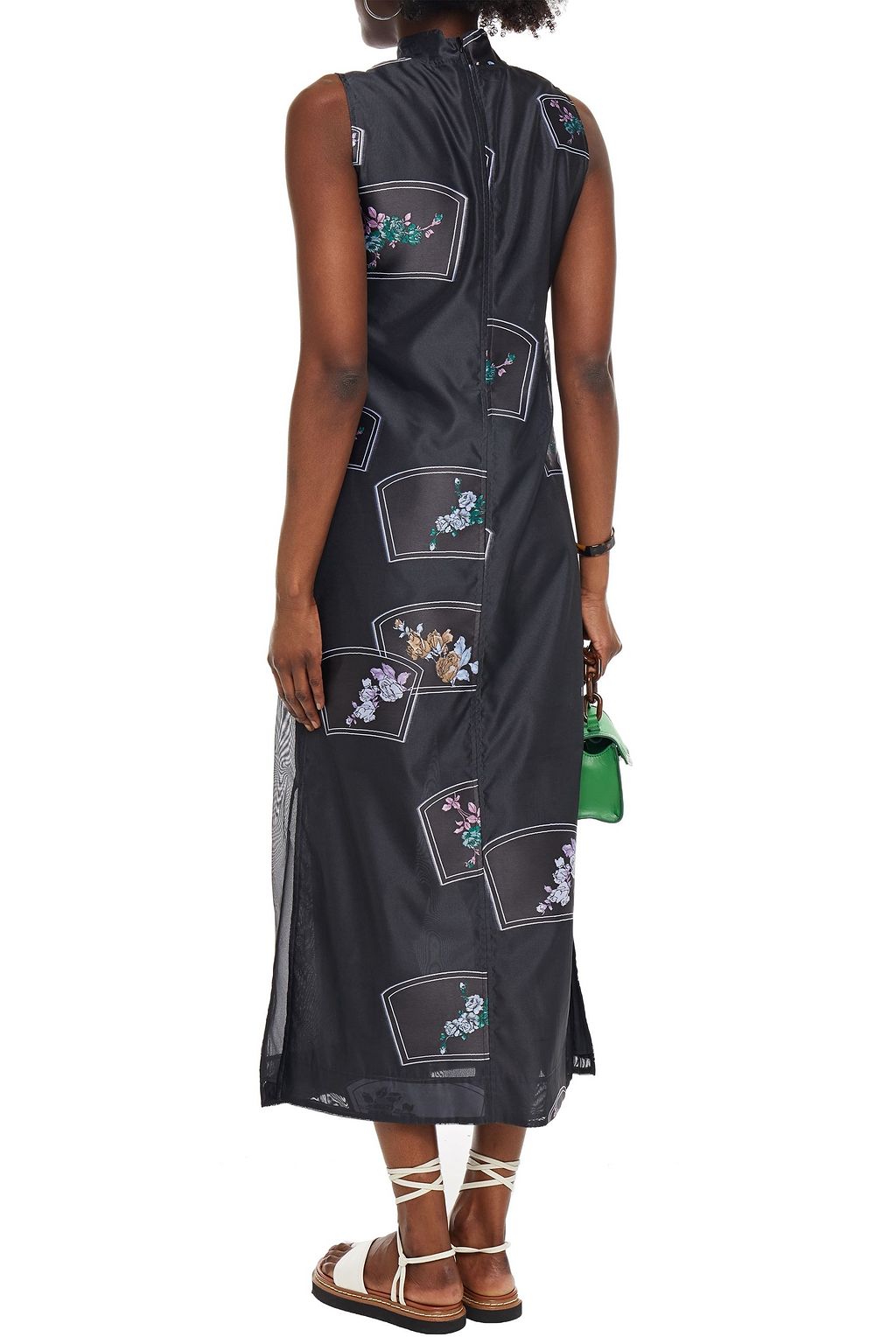 black jacquard midi dress
