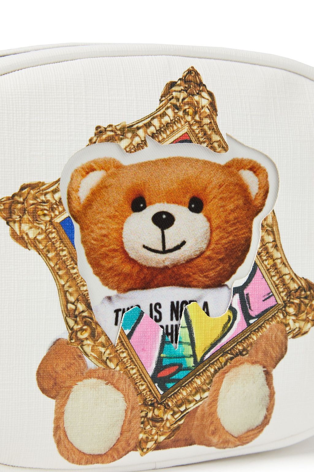 MOSCHINO Convertible appliquéd printed textured-leather belt bag