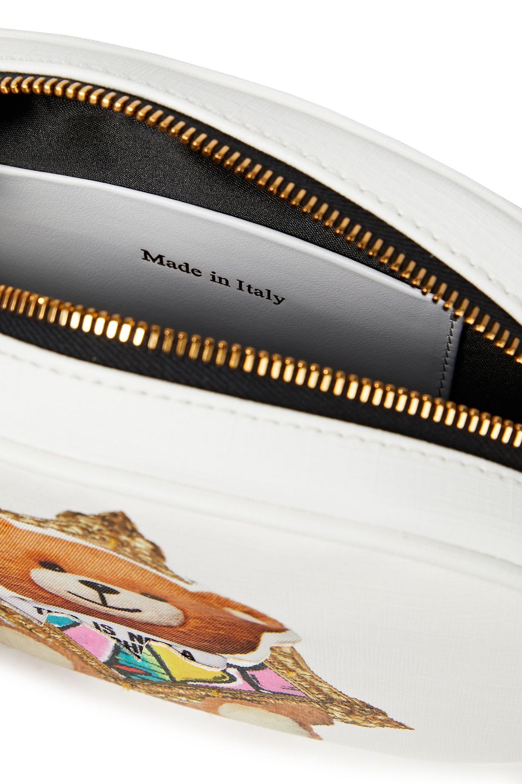 MOSCHINO Convertible appliquéd printed textured-leather belt bag