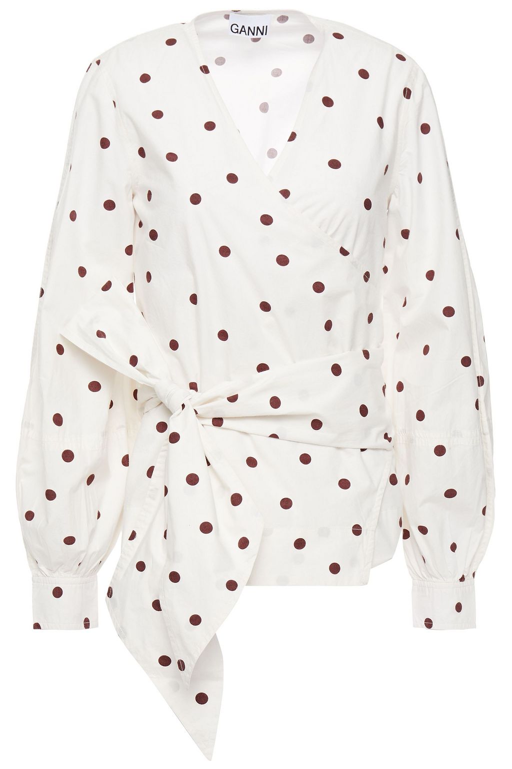 ganni polka dot top