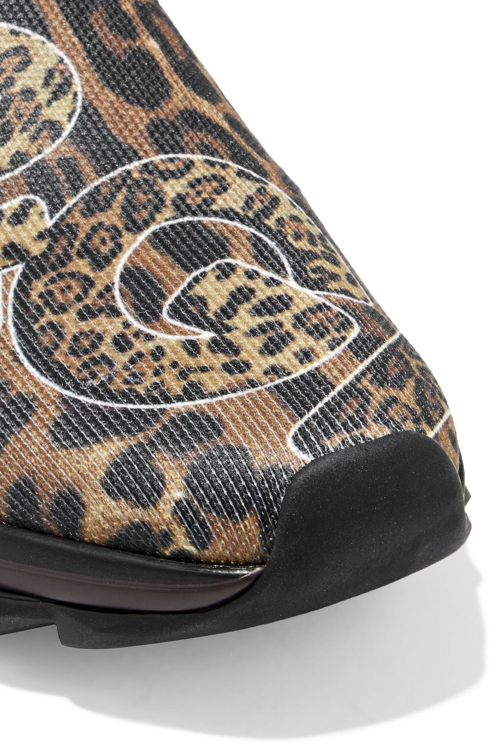 DOLCE&GABBANA Super King leopard-print stretch-knit slip-on sneakers
