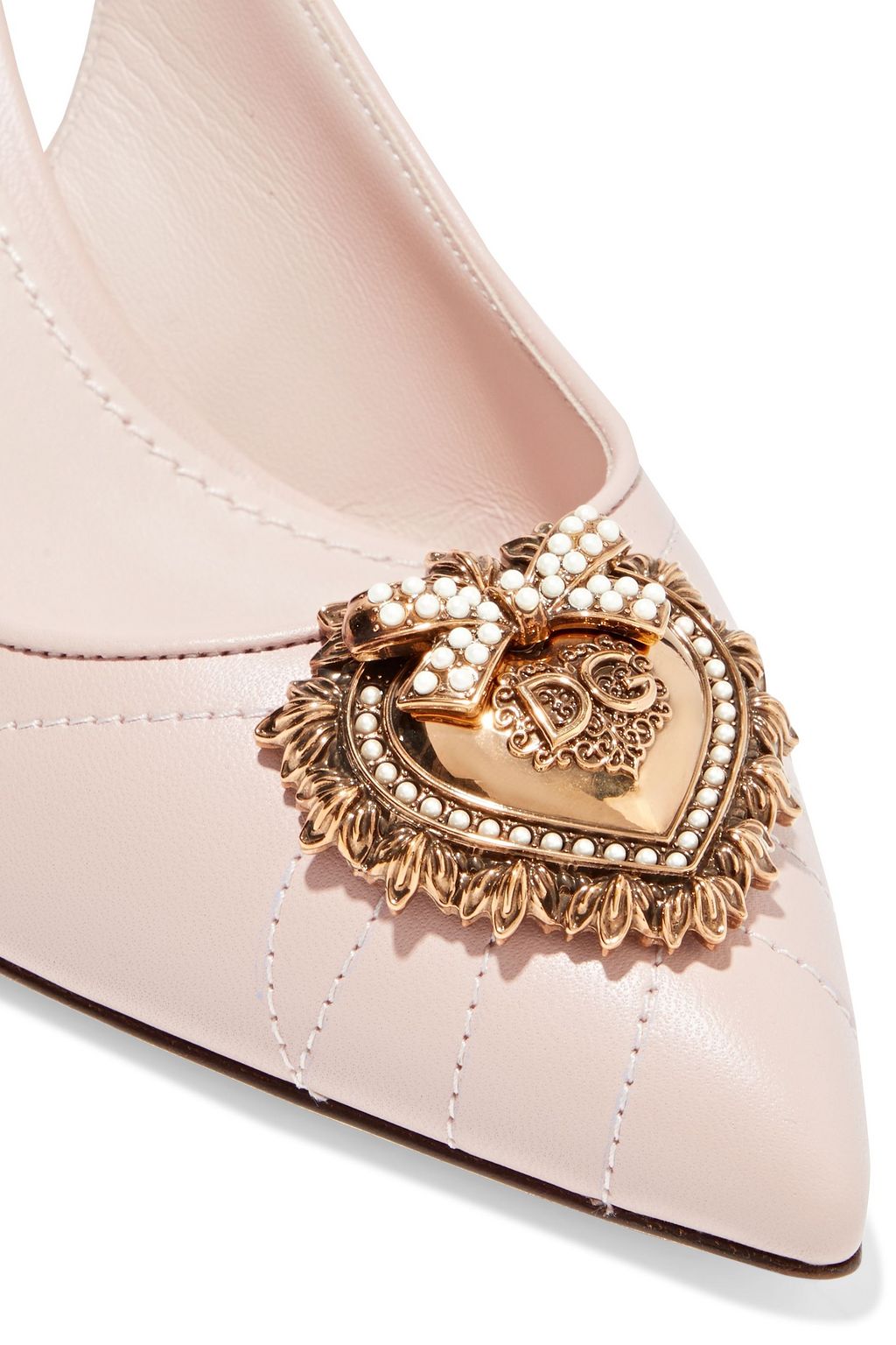 DOLCE&GABBANA Devotion embellished leather slingback pumps