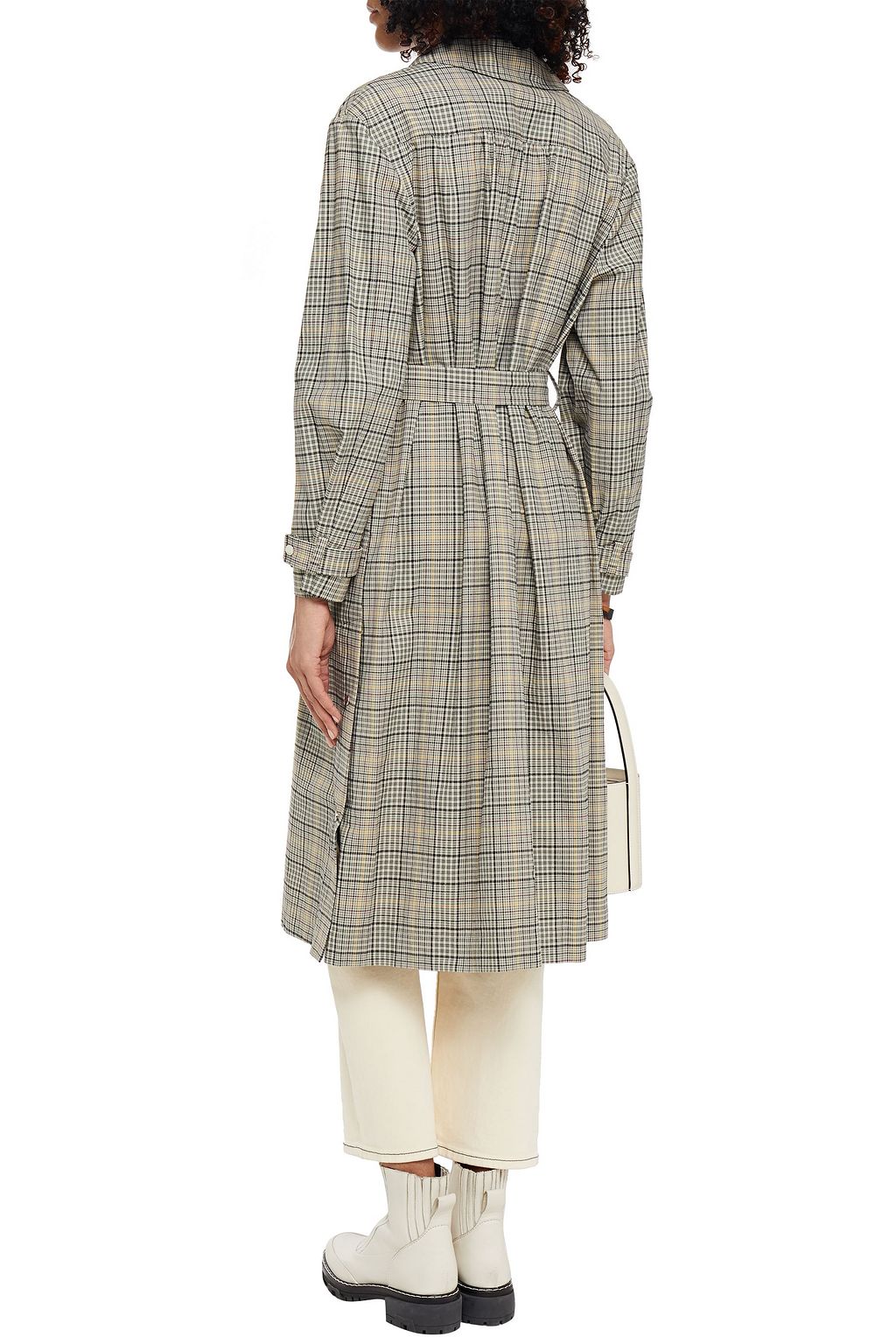 BA&SH Isor snap-detailed checked cotton-gabardine trench coat