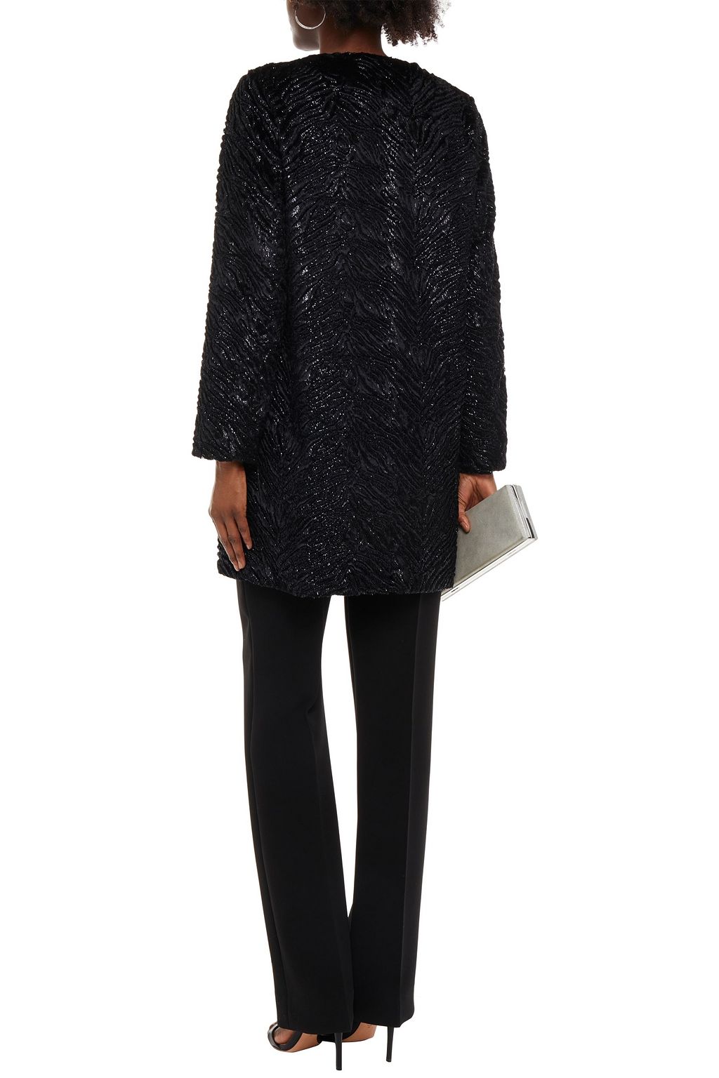 UNREAL FUR Black Panther metallic faux fur coat