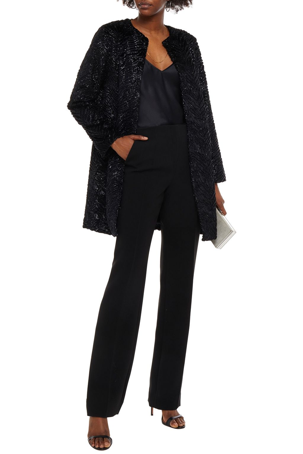 UNREAL FUR Black Panther metallic faux fur coat