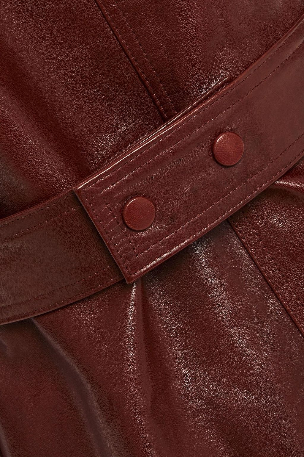 GANNI Gathered leather mini dress