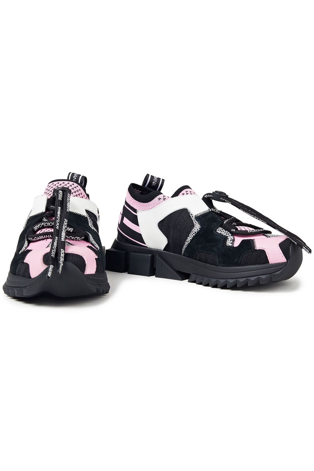 DOLCE&GABBANA Sorrento stretch-knit, leather and suede sneakers