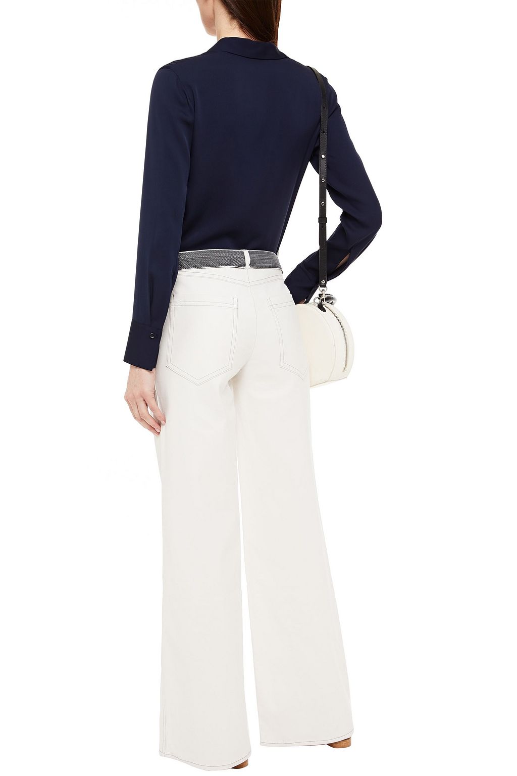 BA&SH Dustin belted stretch-cotton twill wide-leg pants