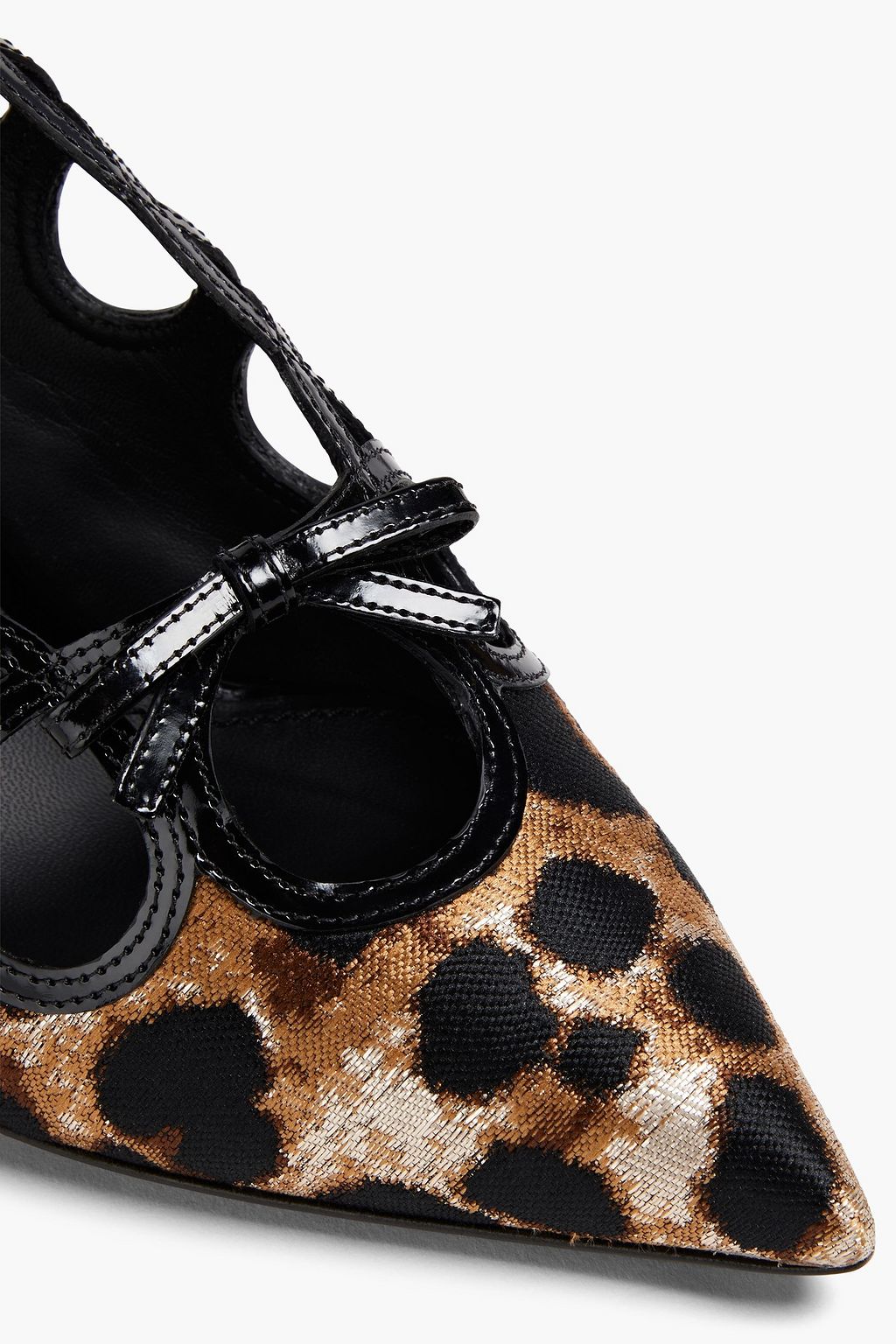DOLCE&GABBANA Cutout metallic leopard-jacquard slingback pumps