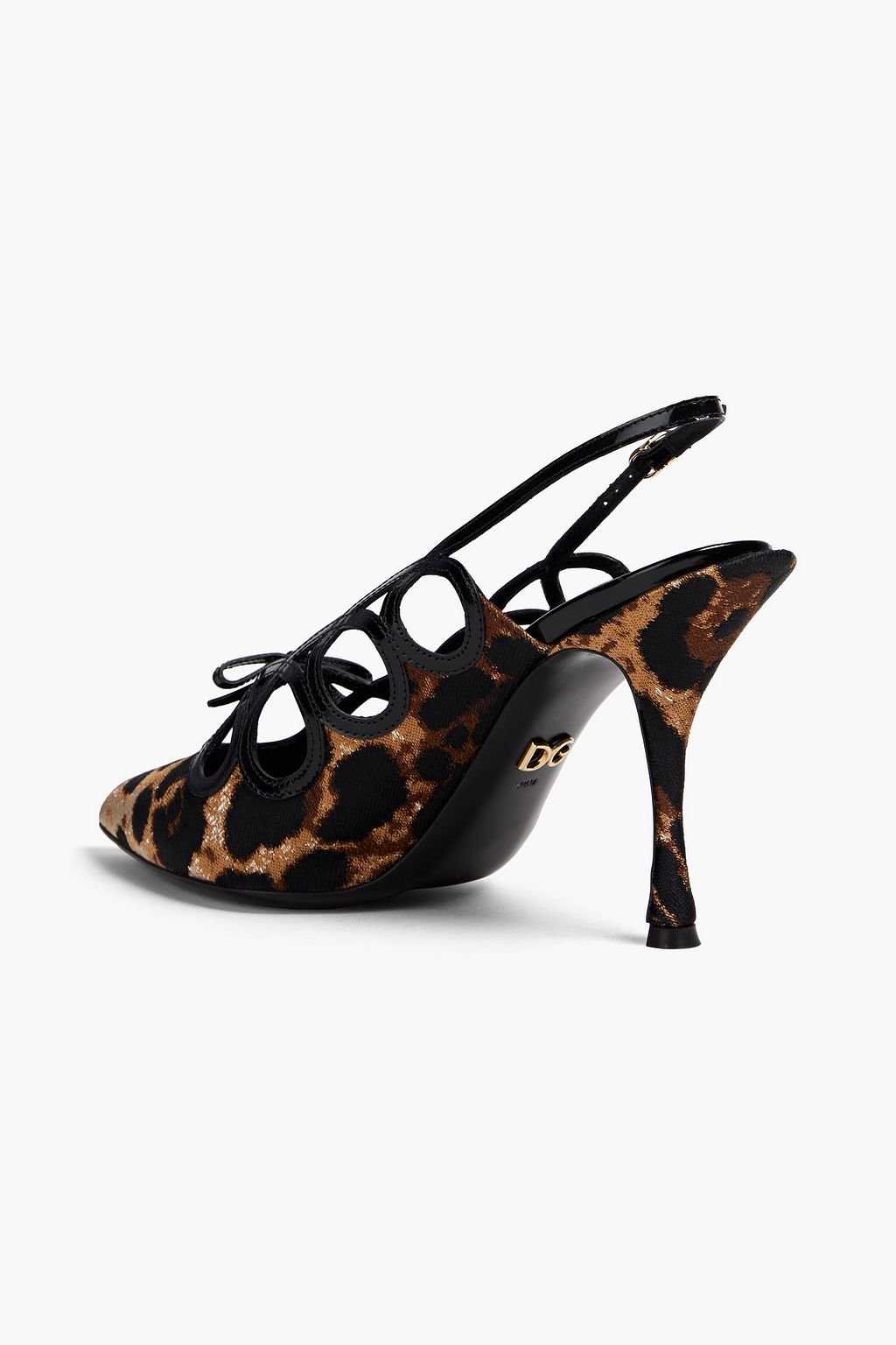 DOLCE&GABBANA Cutout metallic leopard-jacquard slingback pumps