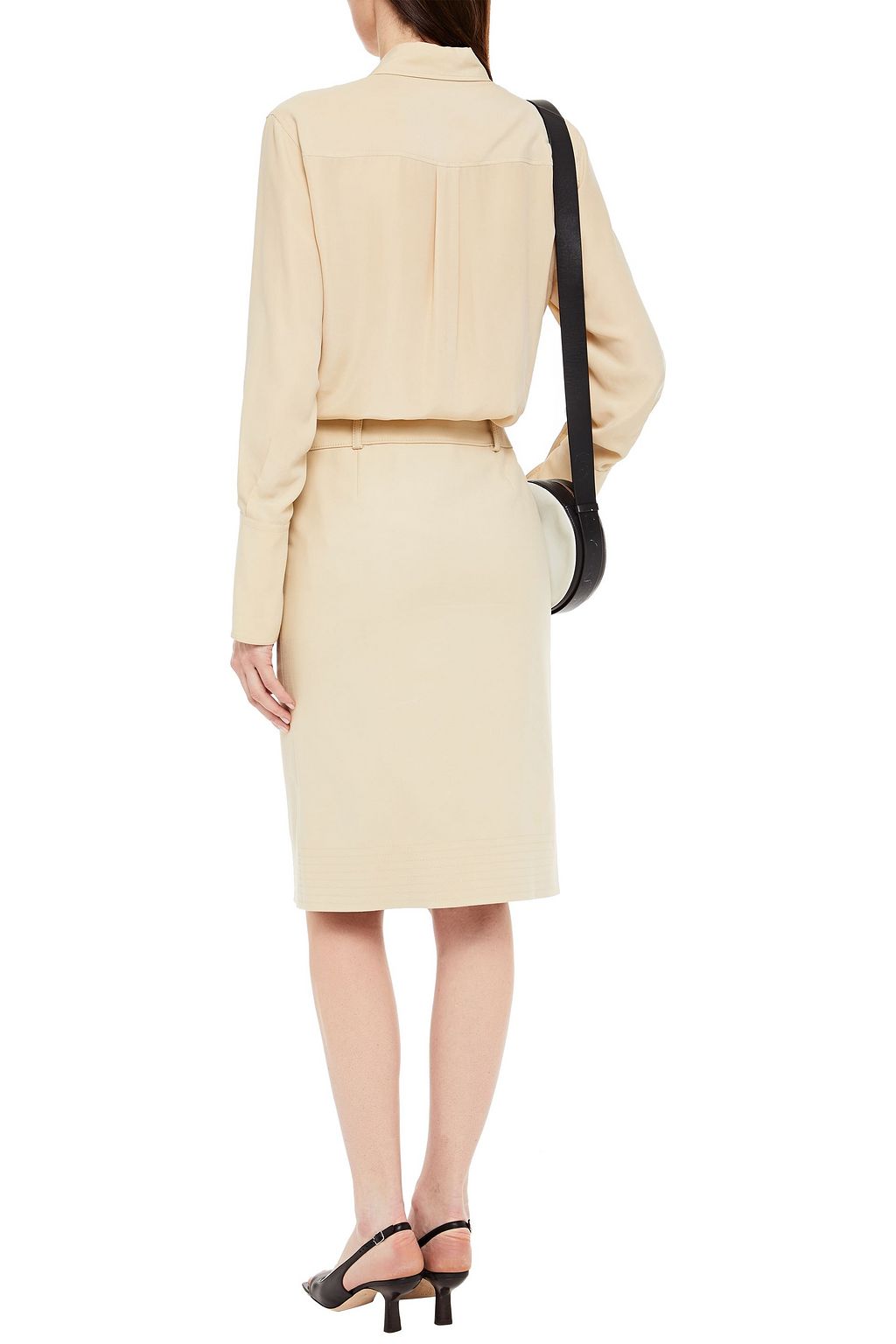 BA&SH Week belted button-detailed stretch-cotton pencil skirt