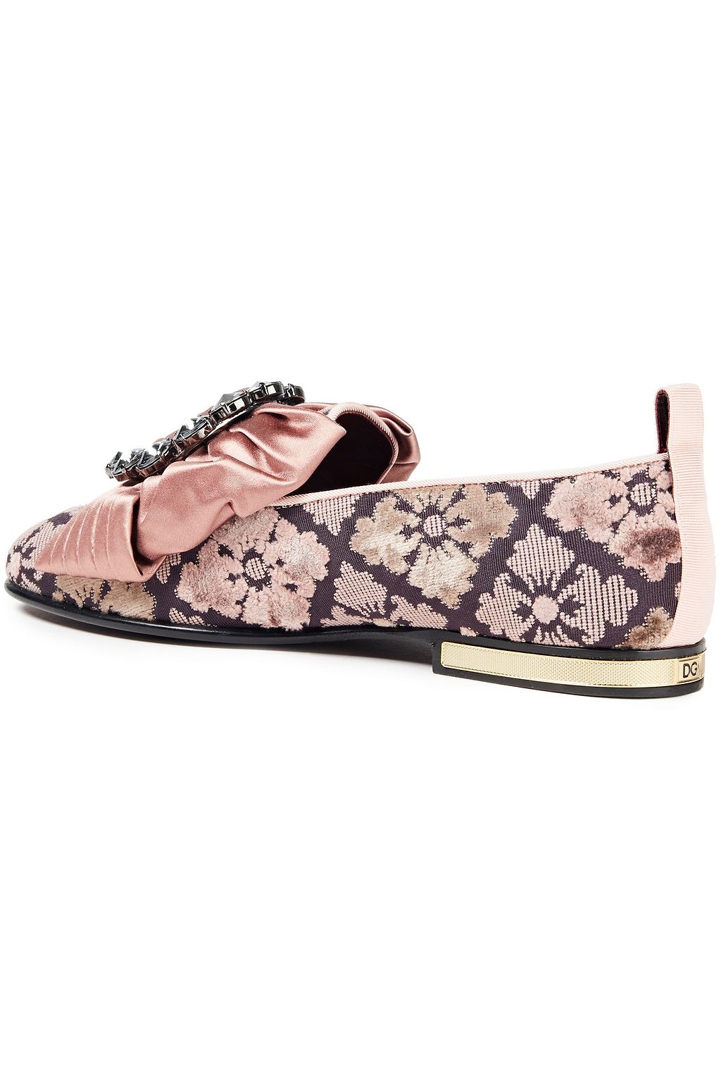 DOLCE&GABBANA Crystal-embellished brocade loafers