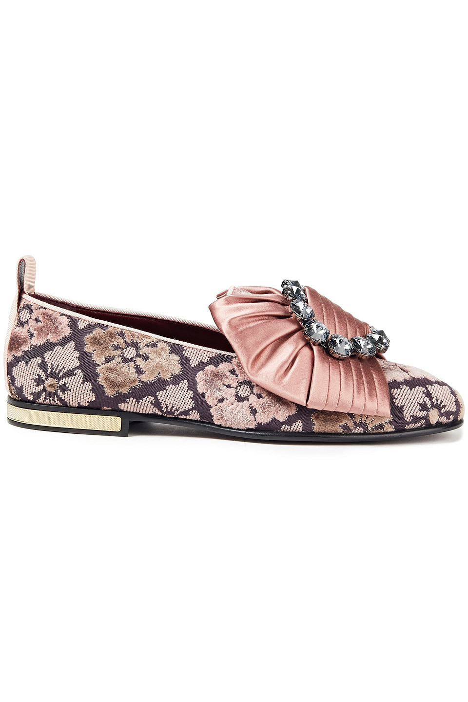 dolce & gabbana - crystal-embellished brocade loafers - pink - eu 35