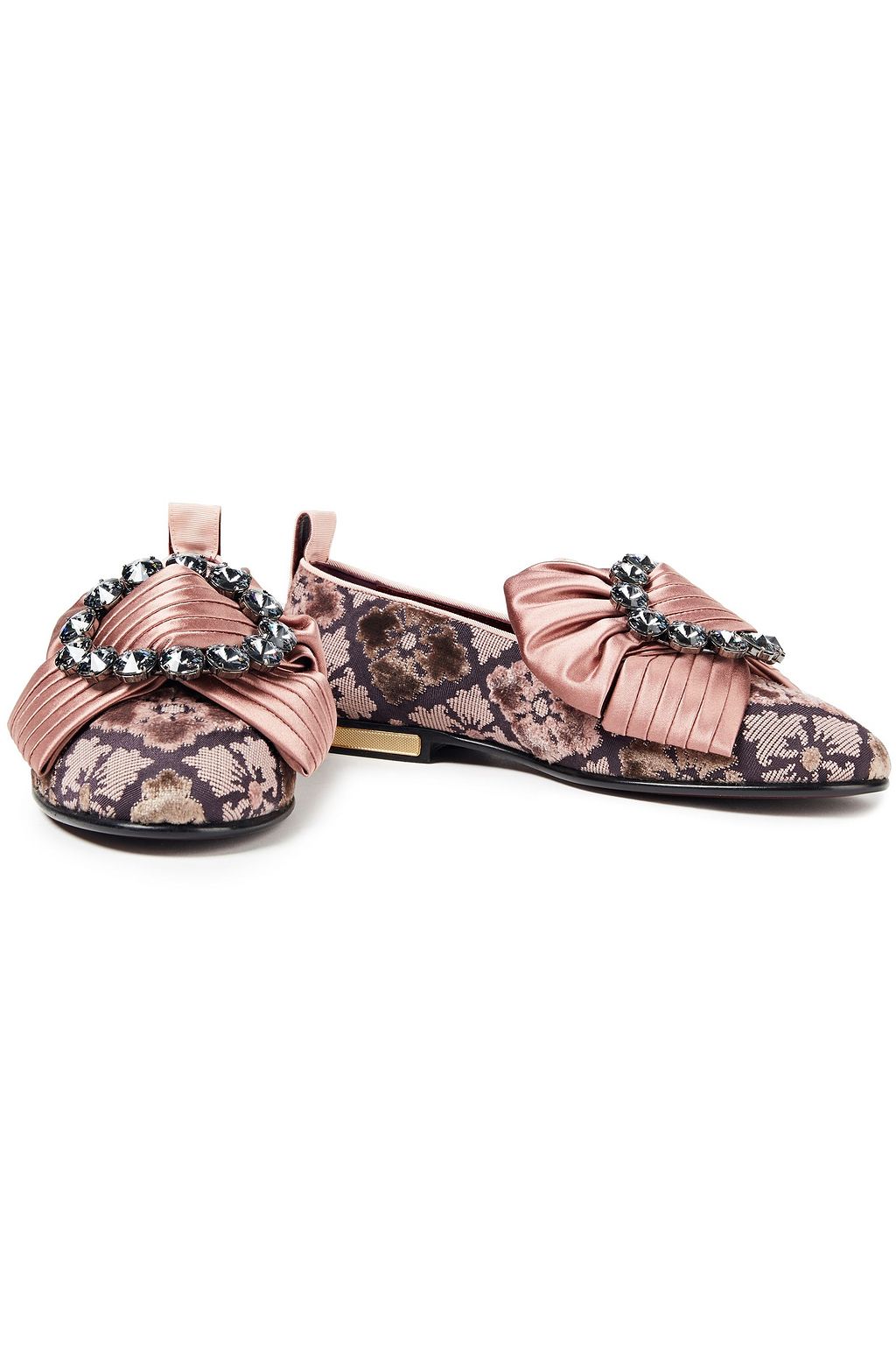 DOLCE&GABBANA Crystal-embellished brocade loafers