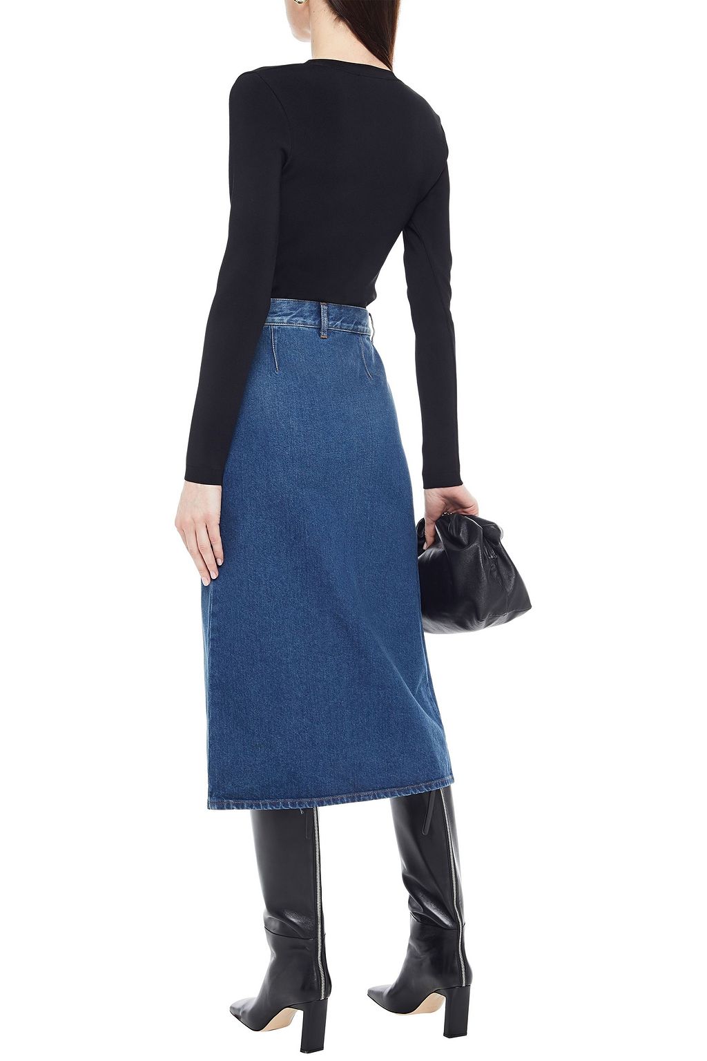 BALENCIAGA Split-front denim pencil skirt