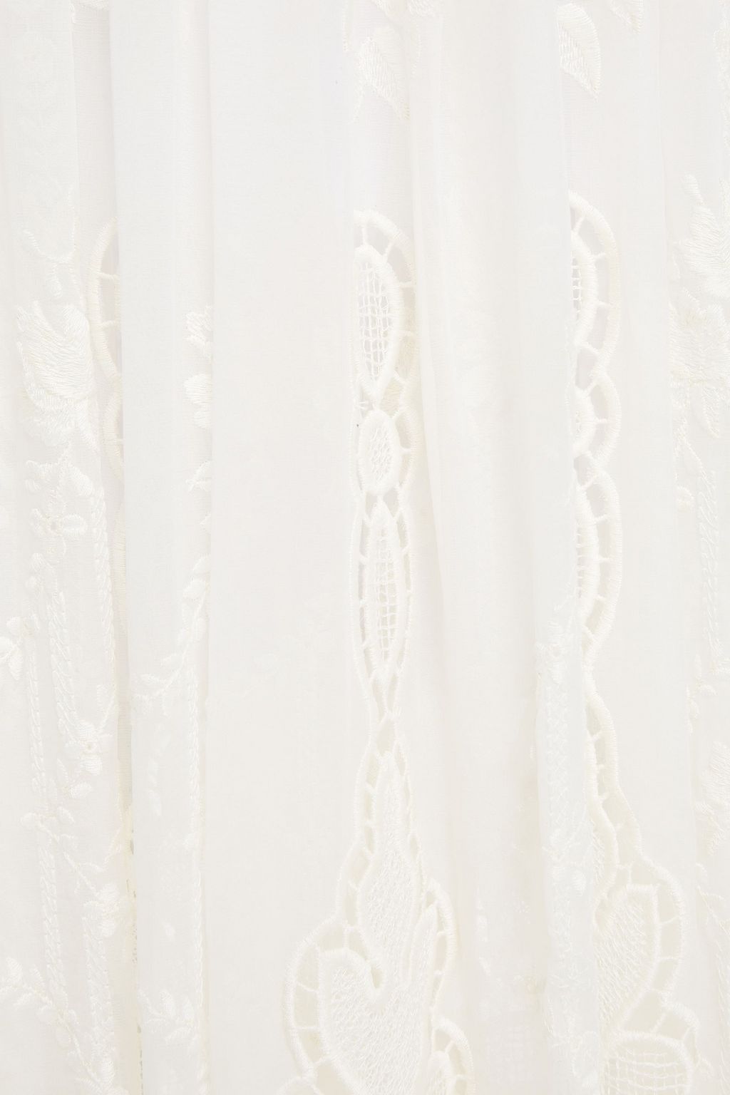 DOLCE&GABBANA Lace-paneled gathered cotton-blend voile midi dress