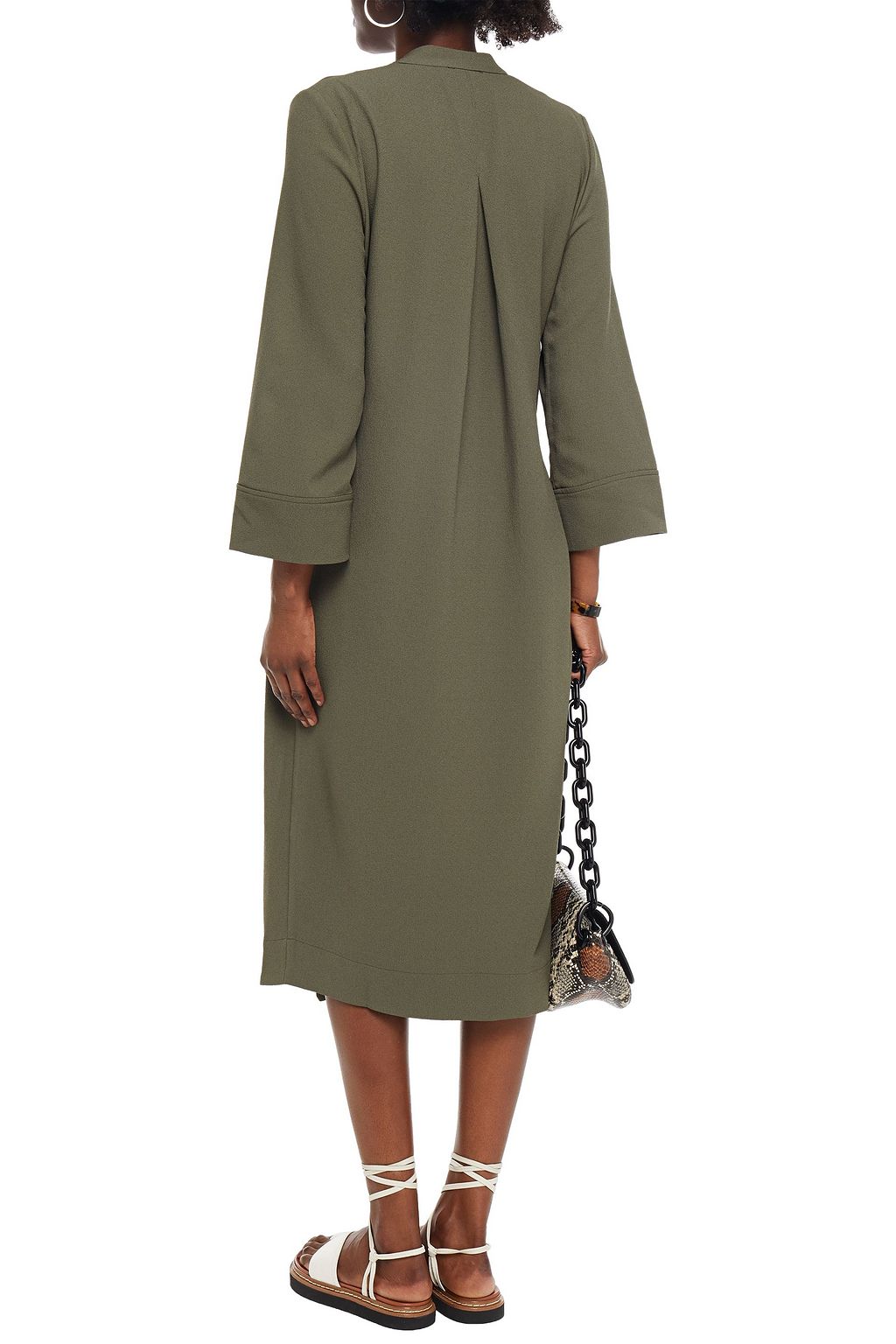 GANNI Crepe midi wrap dress