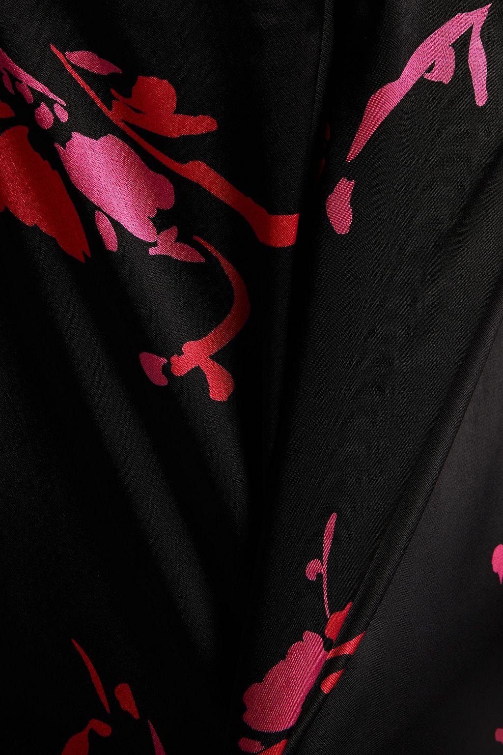 GANNI Draped floral-print satin-crepe midi dress