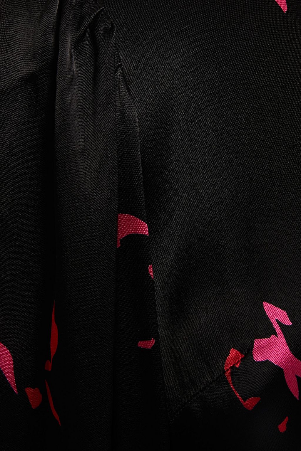 GANNI Gathered floral-print satin-crepe top