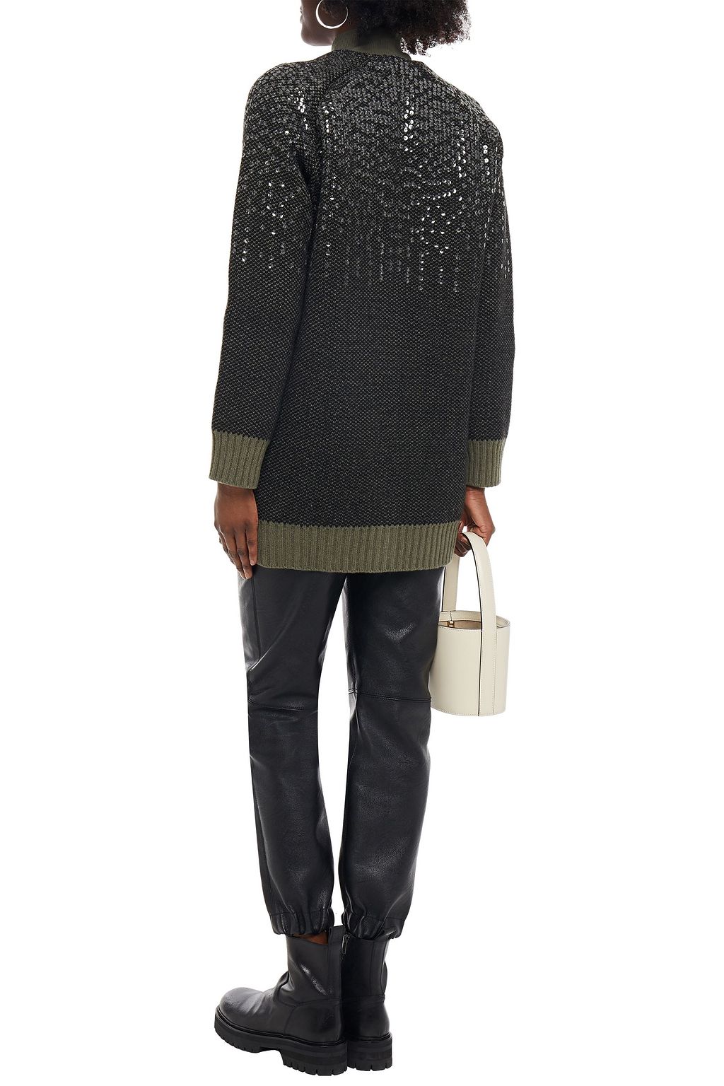 GANNI Sequin-embellished wool-blend jacquard cardigan