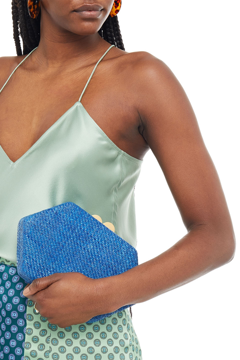 Kayu Arianne Woven Straw Box Clutch In Blue ModeSens