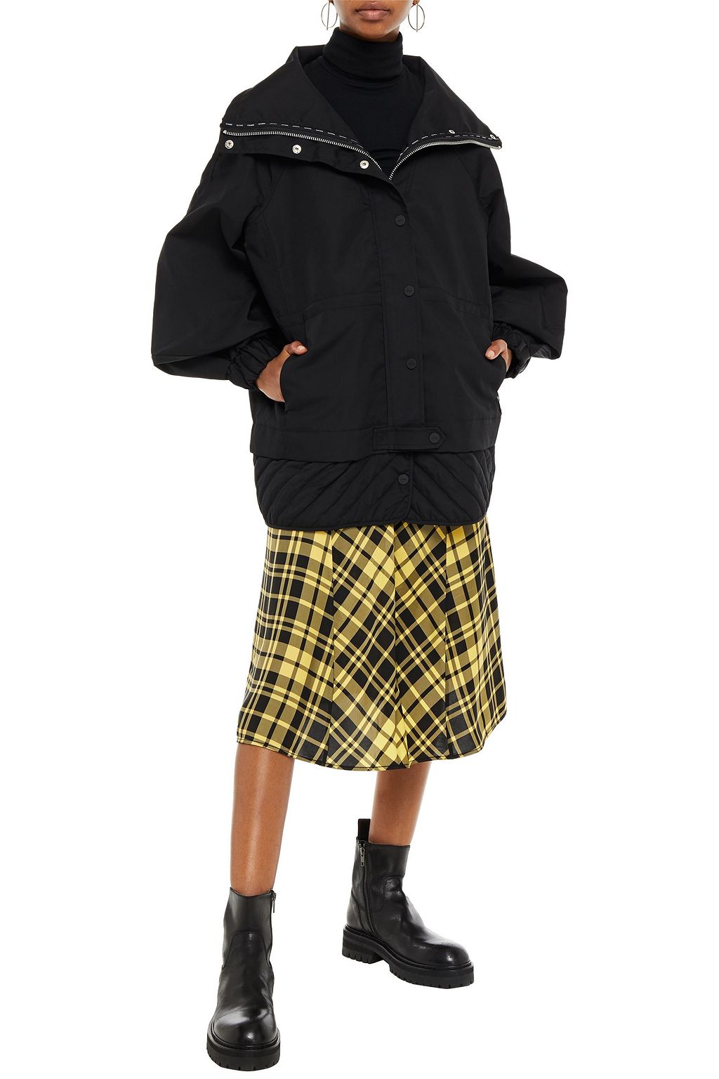GANNI Oversized quilted cotton-blend jacket