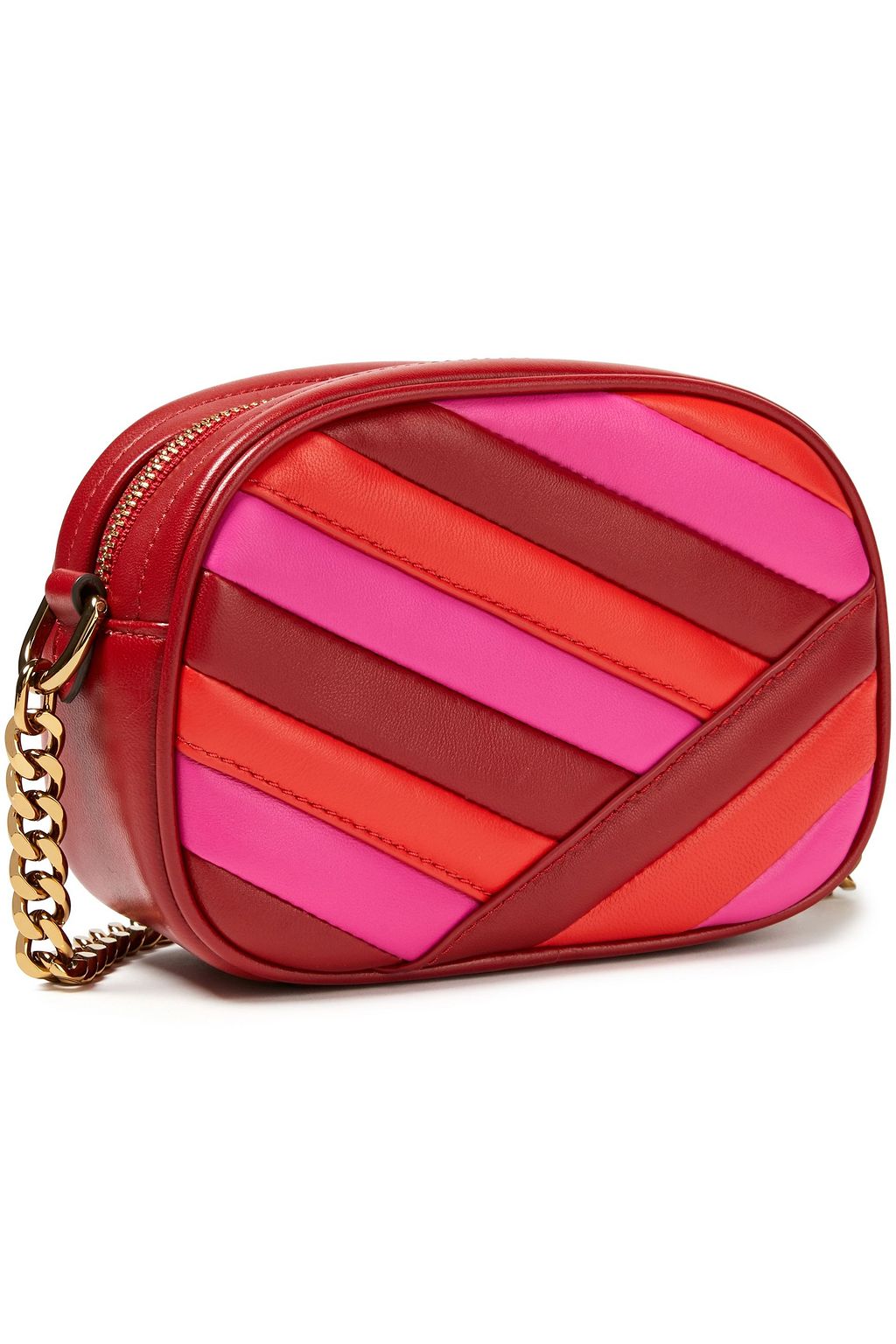TORY BURCH Quilted color-block leather shoulder bag