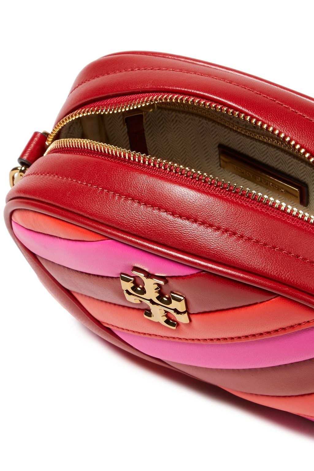 TORY BURCH Quilted color-block leather shoulder bag