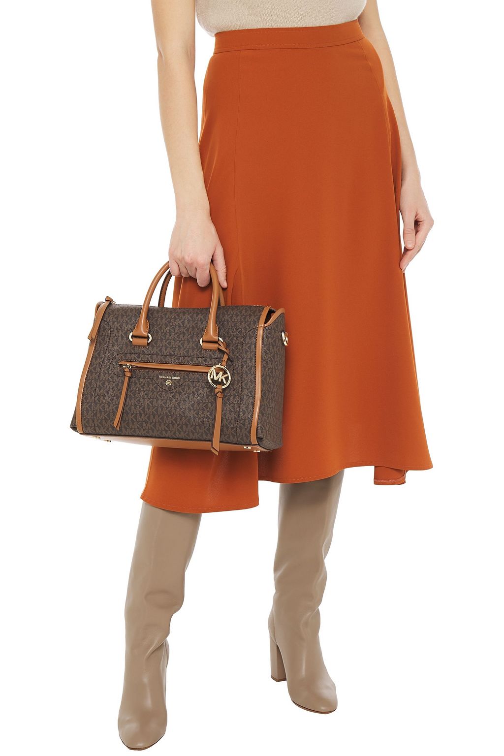 MICHAEL MICHAEL KORS Two-tone logo-print faux leather tote