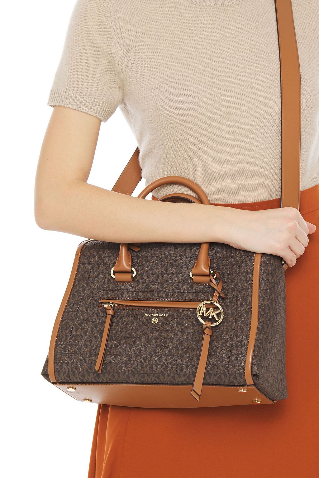 MICHAEL MICHAEL KORS Two-tone logo-print faux leather tote