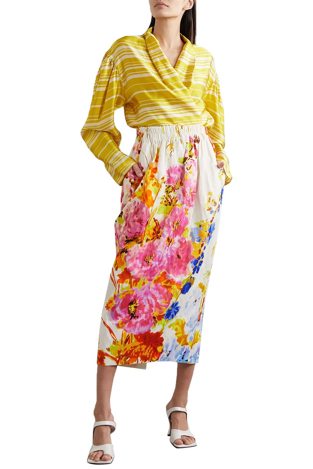 DRIES VAN NOTEN Striped satin blouse