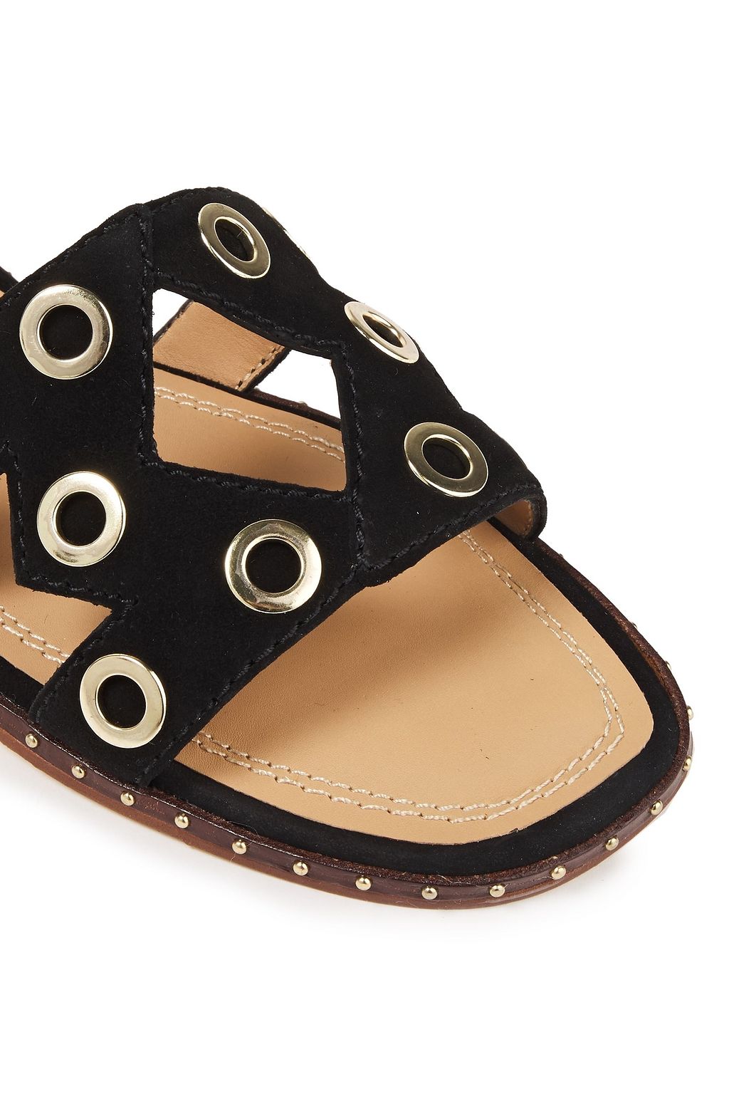 MAJE Cutout eyelet-embellished suede sandals