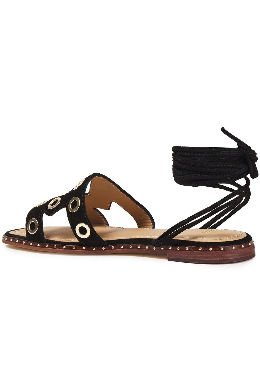 MAJE Cutout eyelet-embellished suede sandals