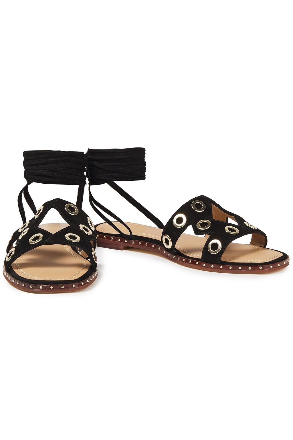 MAJE Cutout eyelet-embellished suede sandals