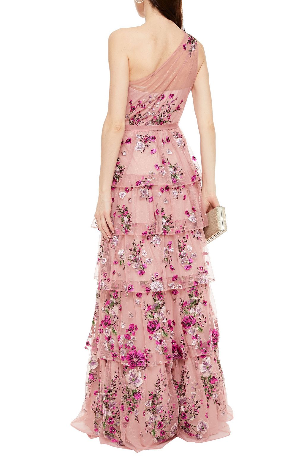 marchesa off shoulder fully embellished tulle gown