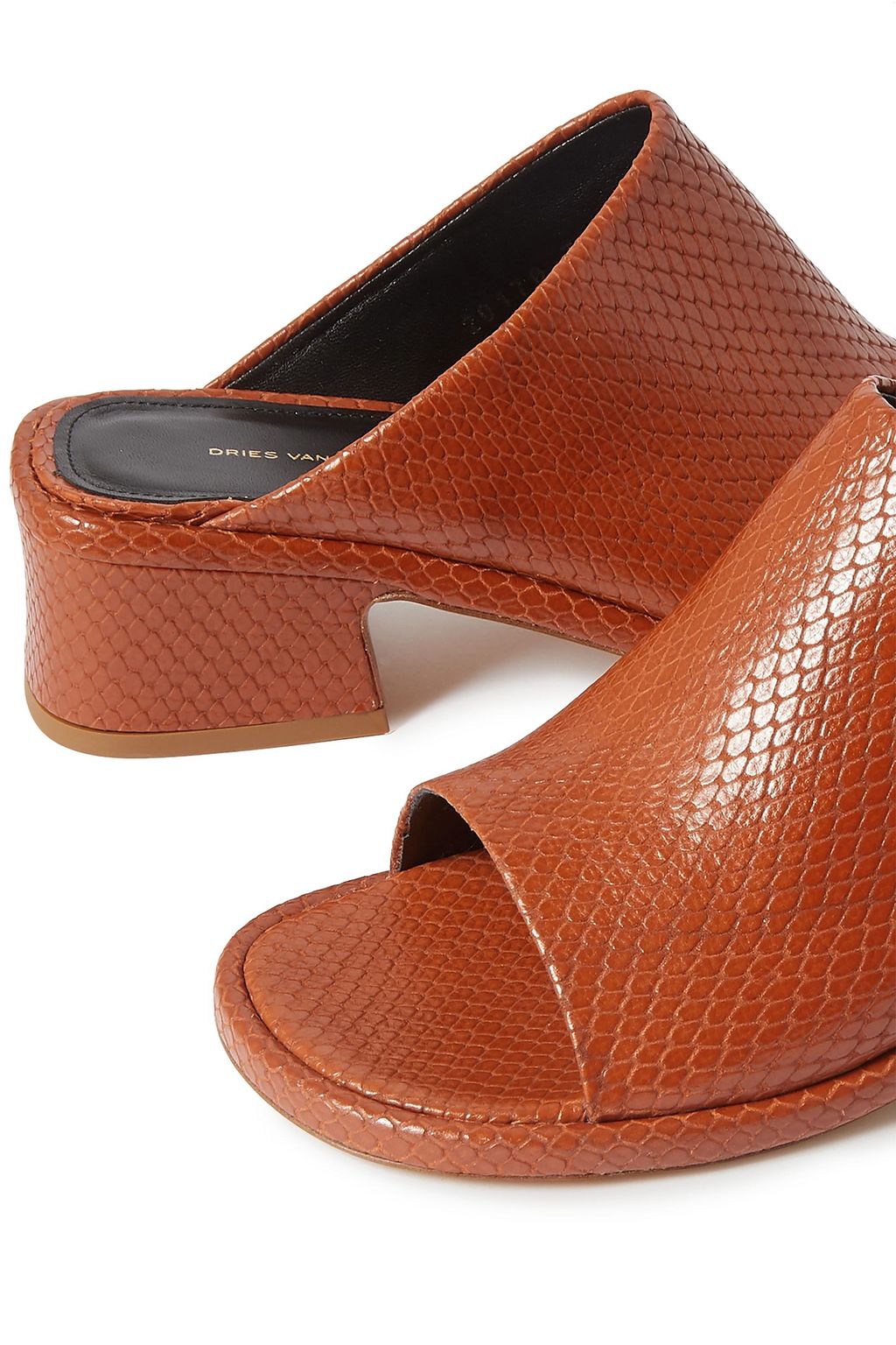 DRIES VAN NOTEN Lizard-effect leather mules