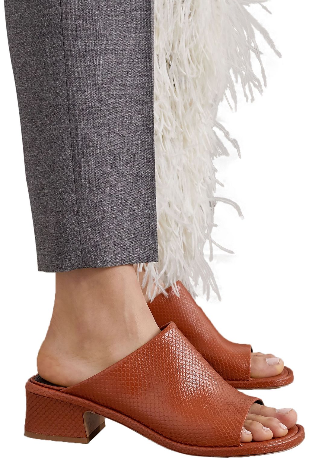 DRIES VAN NOTEN Lizard-effect leather mules
