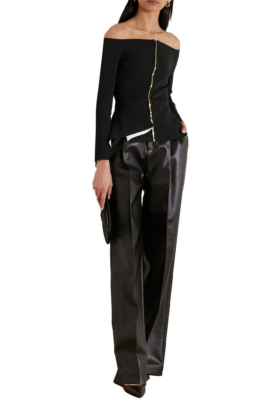 ROLAND MOURET Affric off-the-shoulder draped stretch-knit jacket